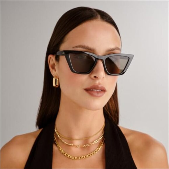 Gold-Tone Logo Emblem Sunglasses, Cateye Frame, Soft Case Included main image 5